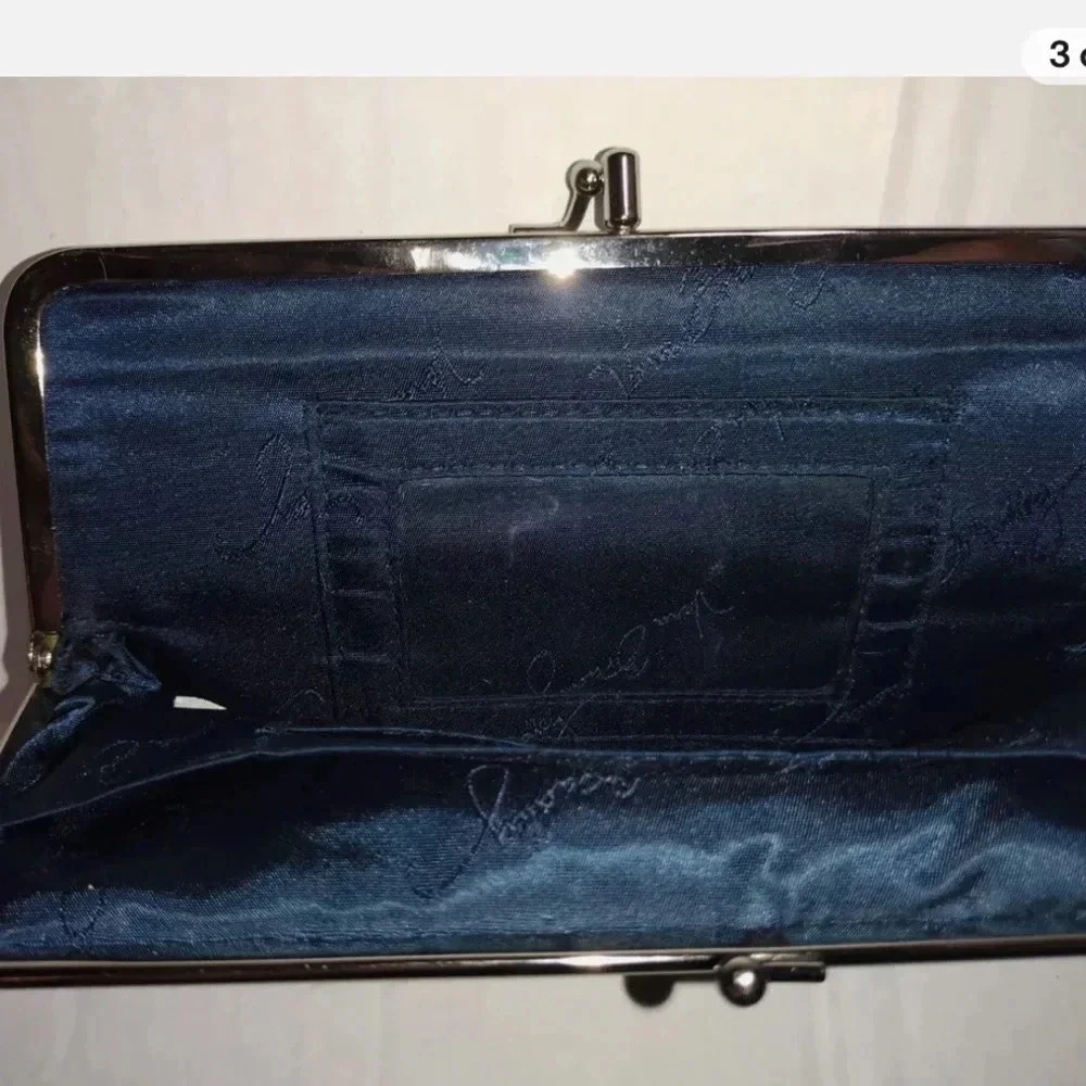 VERA BRADLEY RETIRED DAISY DAIDY PATTER DOUBLE KISS LOCK CLUTCH GRN BLUE - Picture 8 of 16